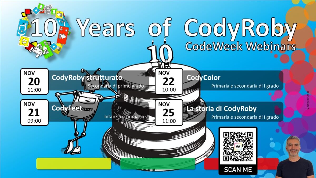 Webinar interattivi per EU Robotics Week e 10 anni di CodyRoby